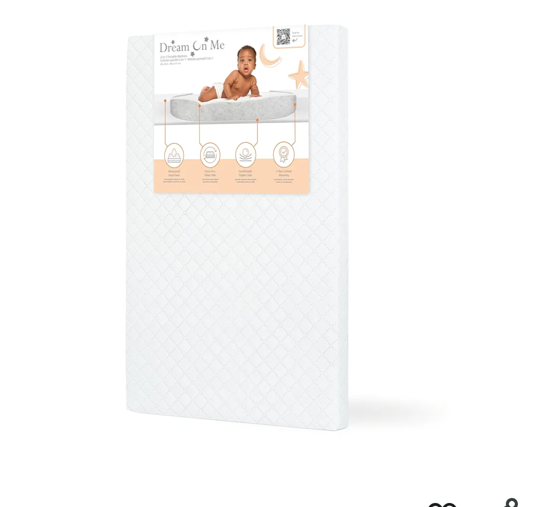 Dream On Me Holly 3” Mini/Portable Crib Mattress, Greenguard Gold & JPMA Certified, Fits All Portable & Mini Cribs, Lightweight Fiber Core, Waterproof Vinyl Cover, Easy to Clean