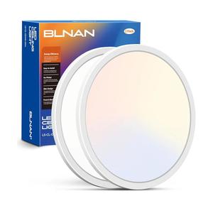 BLNAN LED Flush Mount Ceiling Light, 18W Hardwire Light Fixture, Ultra Thin Round White Lamp for Kitchen Porch Bedroom Hallway Stairwell Basement, Non-dimmable 2 Pack