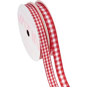 VATIN 2 Rolls Red and White Gingham Ribbon Set, Total Length 20 Yards, Each Roll Measuring 3/8 Inch Wide by 10 Yards Long, Featuring Polyester Woven Edges, Comes in 2 Distinct Buffalo Check Designs