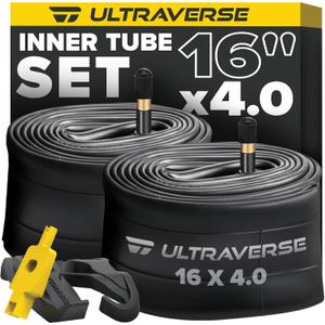Ultraverse 16x4.0 Fat Bike Inner Tube Set, Schrader Valve, 2 Pack