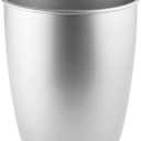 mDesign Small Steel Round Trash Can Bucket - 1.5 Gallon Wastebasket, Garbage Container Bin for Bathroom, Powder Room, Bedroom, Kitchen, Home Office - Hamill Collection - Chrome