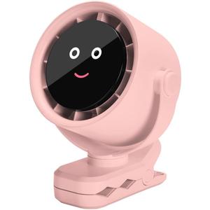 USB Clip on Fan Portable Small Fan 5 Speed Strong Airflow Quiet Desk Fan (Pink)
