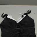 GRAPENT Bikini Tops for Women Cropped Tankini Tops Beach Padded Color Block Cutout Adjustable Bathing Suit Swim Top Only, Size: Small