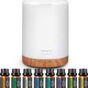 InnoGear Aromatherapy Diffuser & 8 Essential Oils Set, 300ml Premium 5-in-1 Ultrasonic Essential Oil Diffusers Scent Humidifier Aroma Diffuser Vaporizer Auto-Off Timer for Room Office Home, Yellow (Medium, White With Yellow Base)
