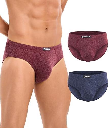 CAOZITOU Merino Wool Underwear Men, Breathable Wool Underwear for Men, Comfort Soft Wooly Moisture-Wicking Briefs 2 Pack, 2XL