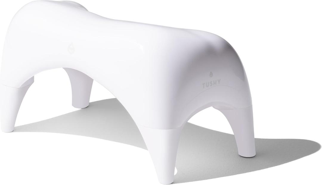 TUSHY Ottoman: Squatting Toilet Stool | Squatting Position Helps Improve Bowel Health, Reduce Strain & Relieve Constipation | 9" Tall, White
