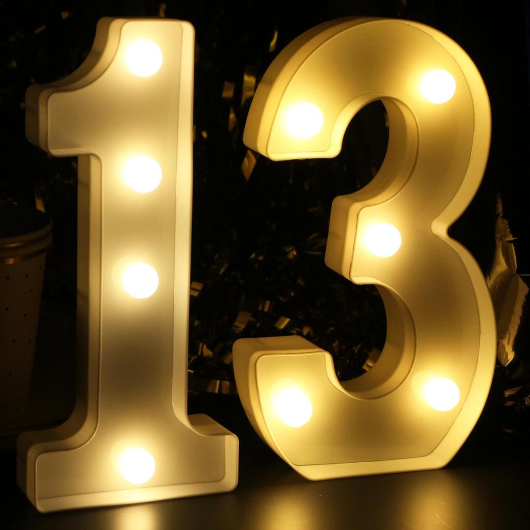 13th Birthday Decorations for Her&Him, 13th Birthday Centerpieces Table Decorations for Girls&Boys,Light Up Numbers 13 Sign for Party Backdrop Wall Decor