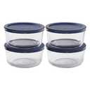 Anchor Hocking SnugFitTM Round Food Storage Containers with Lids (4-Piece, 7-cup, Navy Blue, oven-safe)