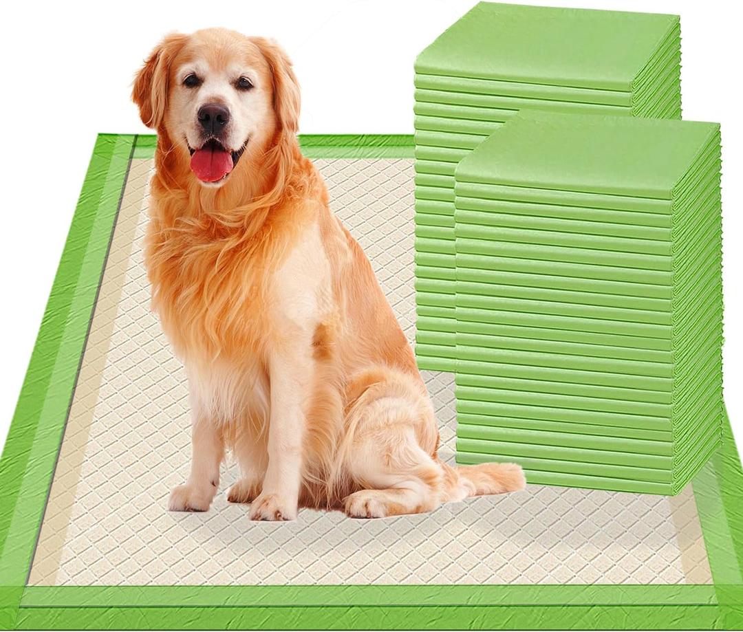 Gardner Pet Pee Pads for Dogs Extra Large 28"x34", XL Thicker ECO Green Disposable Xlarge Puppy Training Pads Super Absorbent Full Edge-Wrapping Pad for Dogs, Puppies, Doggie, Cats, Rabbits-(10 Count) (28"x34"-10 Count)
