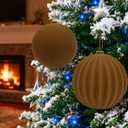 LANGXUN 2 Pcs 8 Inch Extra Large Velvet Christmas Ball Ornaments - Shatterproof Hanging Christmas Tree Decorations for Xmas Holiday Party Wedding Home Decor (Coffee Brown)