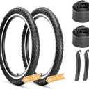 Hycline Kids Bike Replacement Tires Set2-Pack 16/20x2.125 Inch Premium Butyl Rubber Wear-Resistant Folding Bicycle Tires and 2 Pcs Bike Tubes Schrader Valve with Tire Levers for BMX Urban (Black)