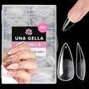 UNA GELLA Medium Stiletto Nails Tips,504Pcs Presson Nails Stiletto Clear Gel Nail Tips, Full Cover PreEtched Fake Acrylic Nails, Sturdy for Nail Extensions Home Art Salon 12 Sizes