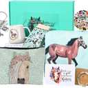 Horse Gift for Women,9pcs Gifts Set for Horse Lovers, Birthday Present with Throw Blanket,Coffee Mugs,Novelty Socks,Make up Bag,Stickers