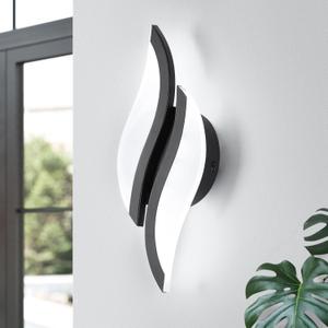 CANEOE Modern LED Wall Sconce 6000K Black Indoor Wall Light Fixtures Acrylic Wall Sconce Lighting for Living Room Bedroom Bedside Bathroom Hallway Stairway Wall Lamp (Black, 1 Pack, 6000K)