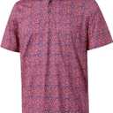 Golf Shirts for Men Dry Fit Short Sleeve Print Performance Moisture Wicking Polo Shirt, Medium