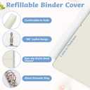 Refillable A5 Binder 6 Ring Cover for Planner Journal Budget Notebook Making with 300 PCS Binder Sheet Converter Sticker, Loose Leaf Cover with 20mm Inner Diameter Ring (Smooth-Beige)