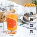 Drinking Glasses Set of 6, 16oz Glass Cups with Wide Mouth Design,Water Glasses for Bar Glassware, Premium Tall Glasses Drinking Set for Water, Beer, Juice and Cocktail, Unique Gifts for Christmas, Large