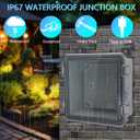 IP67 Waterproof Junction Box, ABS Plastic Electrical Enclosure with Stainless Steel Latch, Hinged Cover Electric Box with Mounting Plate, Wall Brackets & Cable Glands 300x200x130