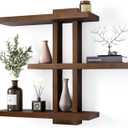 Variable Wood Floating Shelves Set of 3, Wall Cube Shelves 28.35" Max, Wall Shelves for Living Room Bathroom Bedroom - Light Walnut Color - 28.35" x 23" x 5.9" Max