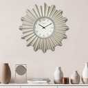 18" Mid Century Starburst Wall Clock, Morning Silver