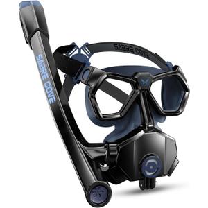 Full Face Snorkel Mask for Adults Teen, Snorkel Mask with Ear Equalization, Quick Release Anti-Leak and Anti-Fog with Mesh Bag for Snorkels, Lightweight Snorkeling Gear with Detachable Camera Mount (Medium, Navy Blue)