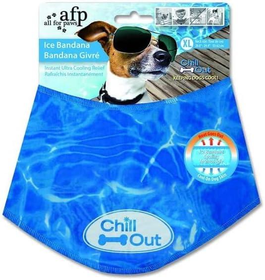 ALL FOR PAWS Cooling Dog Bandana, Ice Bandana for Dogs, Blue, XL, Modern Functional, Unisex, Summer, Dog Cooling Accessories, Neckwear, Water Repellent, Water Ripples Pattern, Pull On Closure (XL(Neck Girth 53-62 cm))