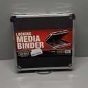 Vaultz Locking DVD Storage Case - Secure Organizer 128 CD Holder, Video Game Binder and Media Book for Travel w/Key and Carrying Handle, Black-Silver