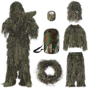 Seeutek 5 in 1 Ghillie Suit - 3D Camouflage Hunting Suits - Jacket, Pants, Hood, Carry Bag for Adults & Youth, M/L/XL/XXL