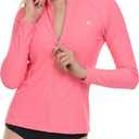 Hurley Rash Guard for Women Full Zip, Zip Up Long Sleeve Swim Shirts for Women, Surfing Top UPF 50+ SPF Sun & UV Protection M