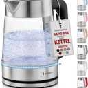 Electric Kettle for Boiling Hot Tea & Water | 1.7L Stainless Steel Borosilicate Glass Boiler With No Plastic, Automatic Shutoff, BPA Free, Fast Heating Technology (Black)