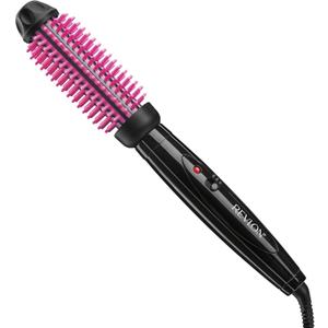 REVLON Silicone Bristle Heated Hair Styling Brush | Fast, Long Lasting Volume for Easy Styling | 1" Barrel for Full Body and Smooth Styles (Black/Pink)