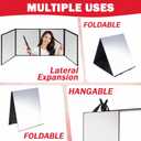 Foldable Full Length Mirror, 2-in-1 Wall Mounted or Tabletop Mirror, Portable Travel Mirror with Handle for Dance Home Bedroom Wardrobe Stage Makeup Checks Camping Outdoor Use (47" x 12.5", Tri-Fold)