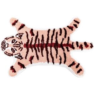 Pink Tiger Bath Mat for Bathroom, Cute Tiger Cartoon Bathroom Rug for Kids Non Slip Animal Shaped Bathtub Mat Absorbent Plush Shower Rugs Carpet Decor Washable