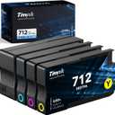 712 Ink Cartridges High Yield Replacement for 712XL Combo Pack, Compatiable with DesignJet T650 T630 T230 T210 Studio Plotter Printers (4 Pack, 80-ml Black + 29-ml Cyan/Magenta/Yellow)