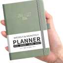 EMSHOI Pocket Calendar 2026-2027, Small Mini Academic Planner Weekly and Monthly, July 2026-June 2027, School Student Teacher Agenda, Leather Hardcover, 100GSM Paper, Tabs, A6 4.3"x6", Light Green