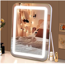 halumao Vanity Mirror with Lights, 14.5" Light Up Makeup Mirror, LED Makeup Mirror with Lights for Bedroom Tabletop, Smart Touch Control 3 Colors Dimmable, 360° Rotation