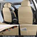 HChengkikz Nappa Leather Car Seat Covers Full Set, Beige Car seat Protector 5 Seats, Waterproof Car Seat Cushion, Universal Automotive Seat Covers Fit for SUV Truck Pick-up Sedan, Front and Rear