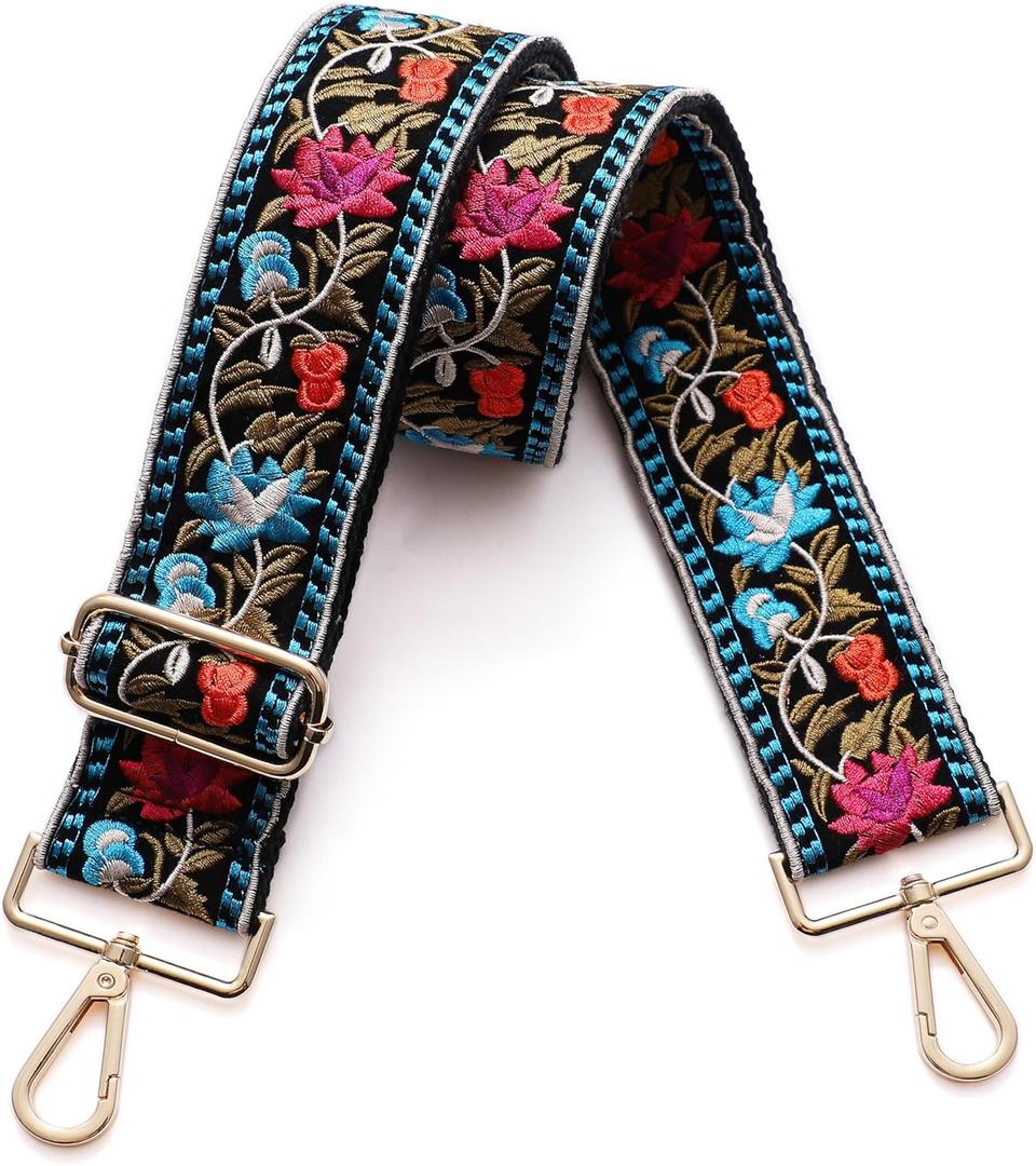 S-Jacorry Purse Strap Replacement Crossbody Wide Shoulder Strap Adjustable Canvas Straps Handbag Strap Replacement Belts (Gold Buckle-976)