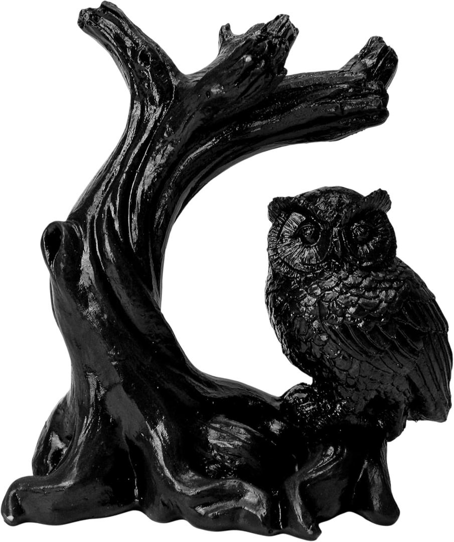 Owl Sphere Holder Crystal Stand Ball Resin Display  4.92''x4.06'' Natural Quartz Wood Base Figurine, Stable Desktop Decoration for Bedroom, Office, Living Room, Study  Crystal Ball Decor Gift