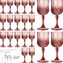 XUWAIDSGN 7oz Plastic Vintage Rose Gold Drinking Glasses Pink Glasses Unbreakable Wedding Glassware Crystal Water Goblets Reusable Drinkware Vintage Champagne Flutes (24, Rose Gold)