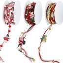 winemana 3 Pack 16.4 Ft Christmas Beads Ribbon, Christmas Tree Trim Rope with Santa Claus Snowman, Xmas Decorations for Garland, Wreath, Gift Wrapping, DIY Crafts Ornaments, Wedding Party Decor
