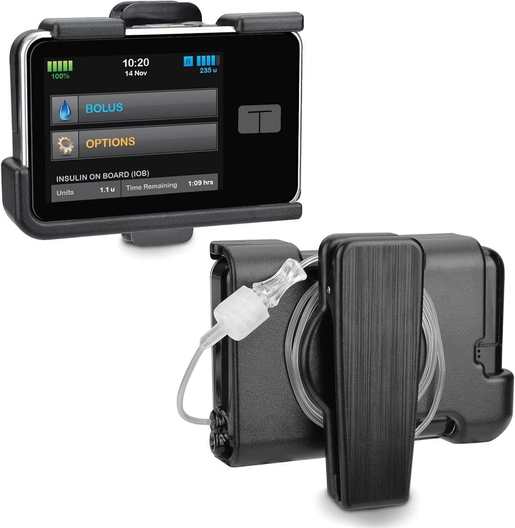 Tandem Tslim X2 Pump Case Accessories Smooth Comfortable Flexible Safe Convenient Insulin Pump Holder 360 Rotating Sturdy Belt Clip for t:Slim/t:Slim G4 (Black)