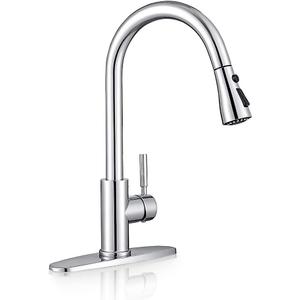 Stainless Steel 304 Kitchen Sink Faucet with Pull Down Spray Outdoor Kitchens Faucets Out Extension Utility Farmhouse for Sinks 1 Hole,Single Handle Rent Apartment Dorm
