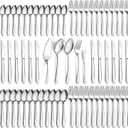 Pleafind 65-Pieces Silverware Set for 12 with 5 Serving Utensils,Stainless Steel Cutlery Set, Include Forks Spoons and Knives Set, Mirror Polished Utensil Sets for Home Restaurant,Dishwasher Safe