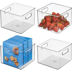 iDesign Plastic Clear Storage Bin With Handles, Set of 4, Clear