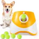 Soco Dog Ball Thrower Launcher, Automatic Launcher with 6 Mini Tennis Balls, Interactive Dog Toys Indoor Outdoor Ball Thrower Machine for Small Dogs with 3 Distance Settings