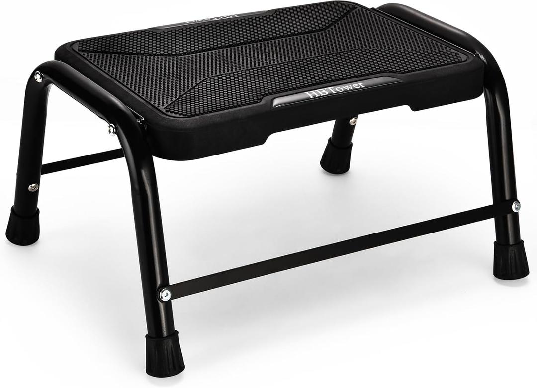 HBTower Step Stools for Adults with Non-Slip Rubber Feet, Holds Up to 300 lbs, Lightweight Stepping Stools for Bedroom Kitchen Bathroom, Bed Steps for High Beds, Black