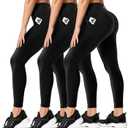 FULLSOFT 3 Pack Leggings for Women High Waisted Soft Black Yoga Pants for Workout Athletic Running Reg & Plus Size (Large-X-Large)