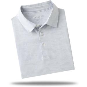 M MAELREG Golf Shirts for Men Short Sleeve Heather Jacquard Textured Stretch Moisture Wicking Performance Mens Polo Shirts (3X-Large, Light Grey Heather)