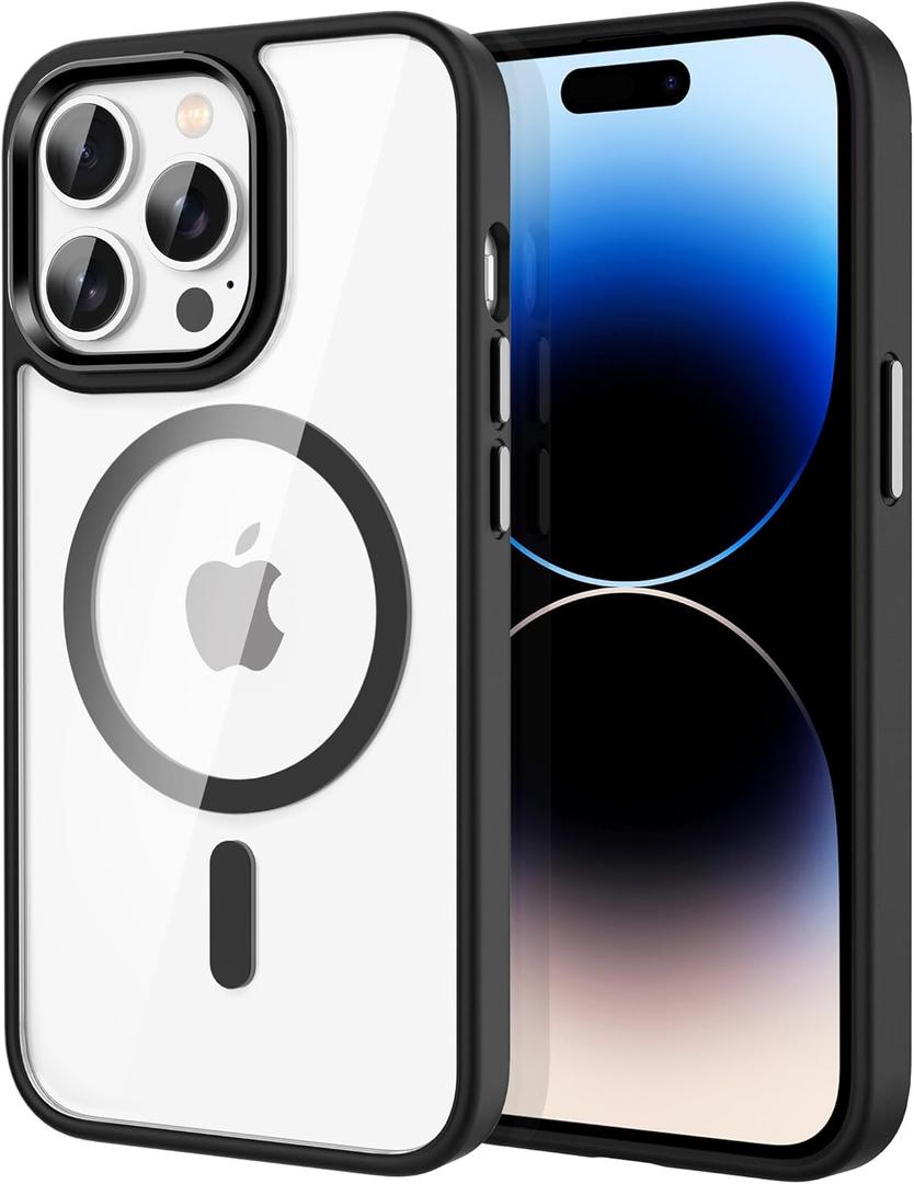 CACOE Magnetic Case for iPhone 14 Pro Max 6.7 inch-Compatible with MagSafe & Magnetic Car Phone Mount,Not Yellowing Anti-Scratch (Black)